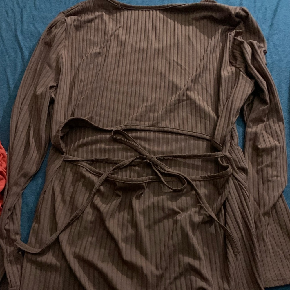 Long sleeves open back long dress 1x